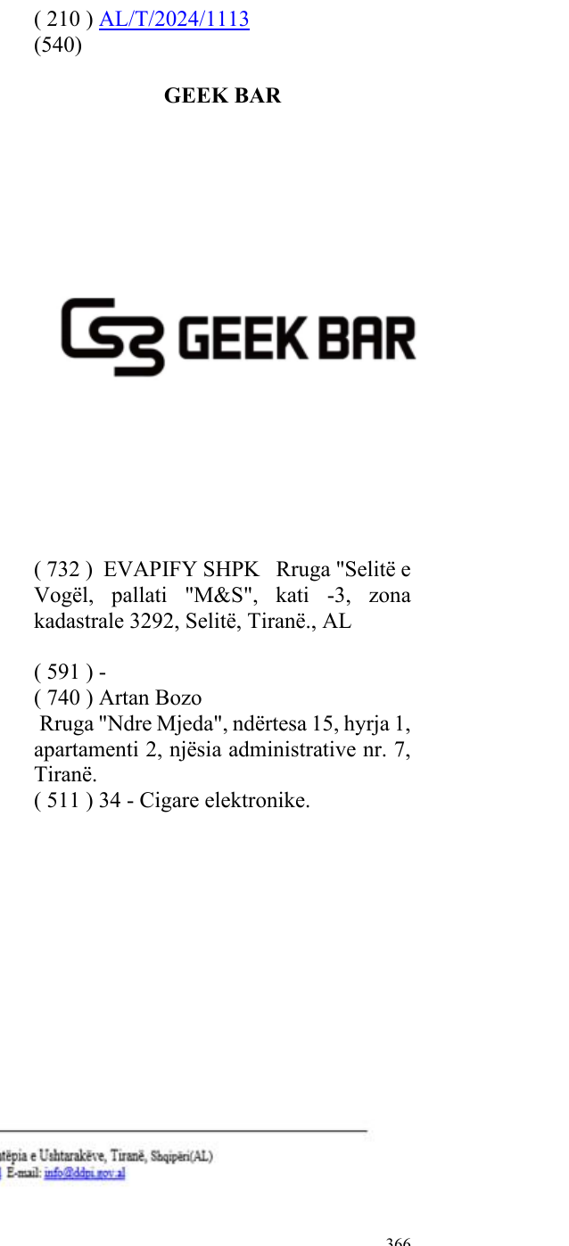 Zëri i markës GEEK BAR në buletin