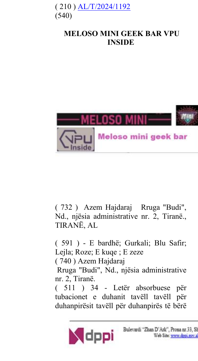 Zëri i markës MELOSO MINI GEEK BAR VPU INSIDE në buletin