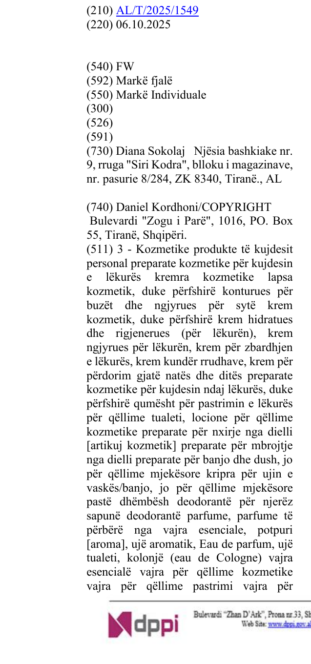 Zëri i markës FW në buletin