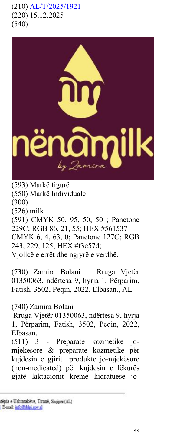 Zëri i markës milk në buletin