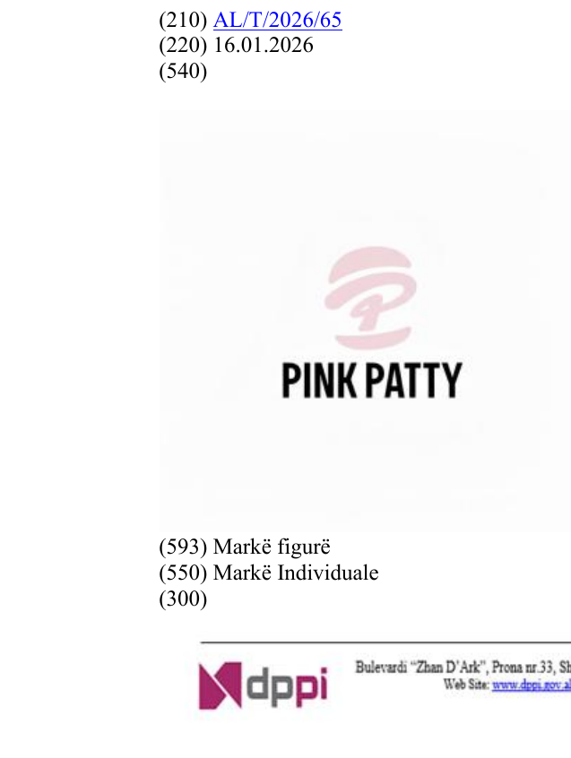 Zëri i markës PINK PATTY në buletin
