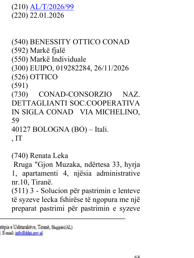 Zëri i markës BENESSITY OTTICO CONAD në buletin