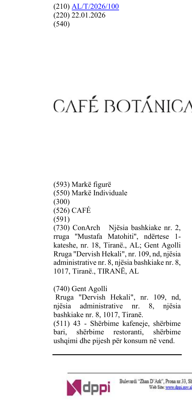 Zëri i markës CAFÉ në buletin