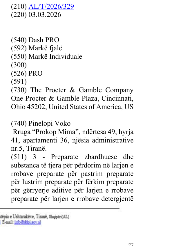 Zëri i markës Dash PRO në buletin