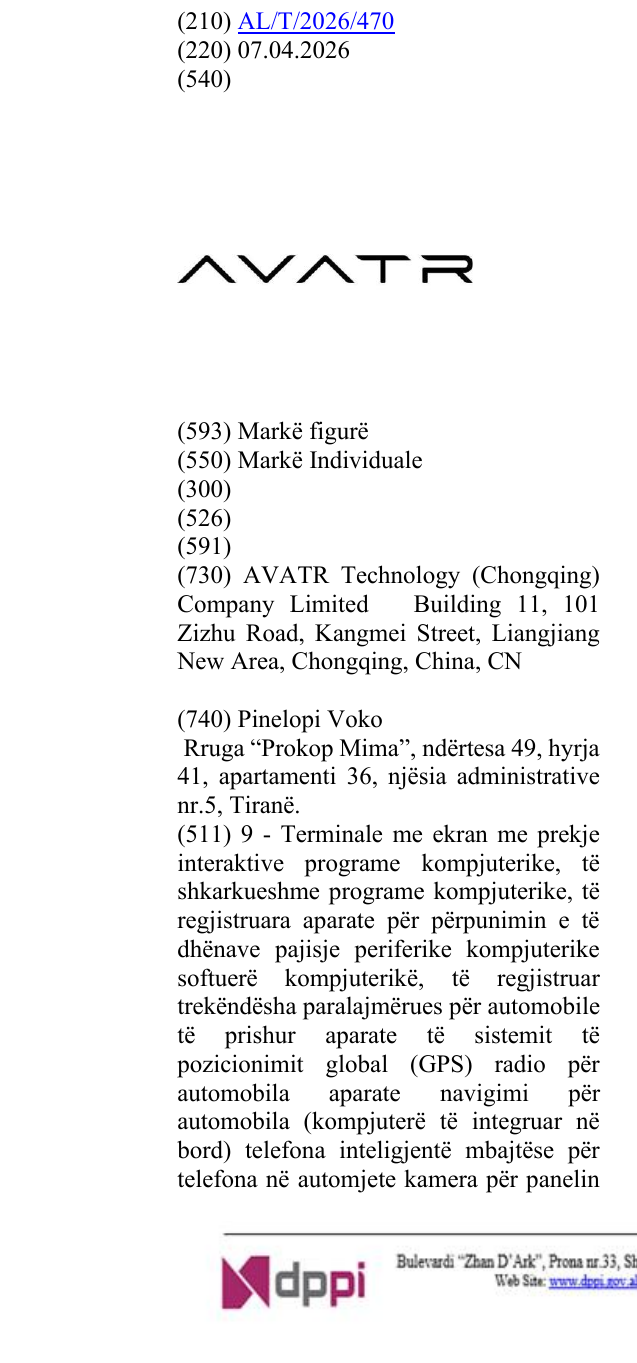 Zëri i markës AVATR në buletin