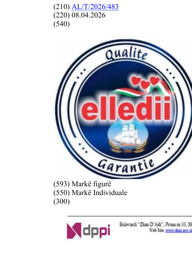 Zëri i markës “Garantie dhe Qualite, elementët figurative të grurit, dhe vitin 2009 në buletin