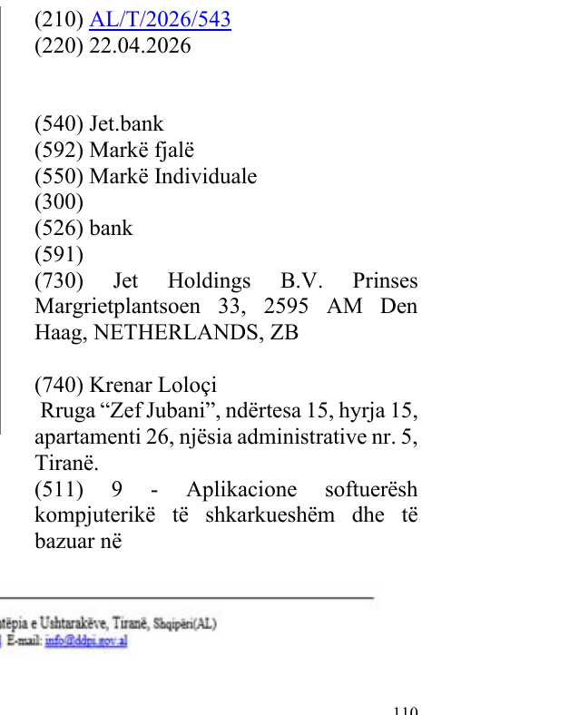 Zëri i markës Jet.bank në buletin