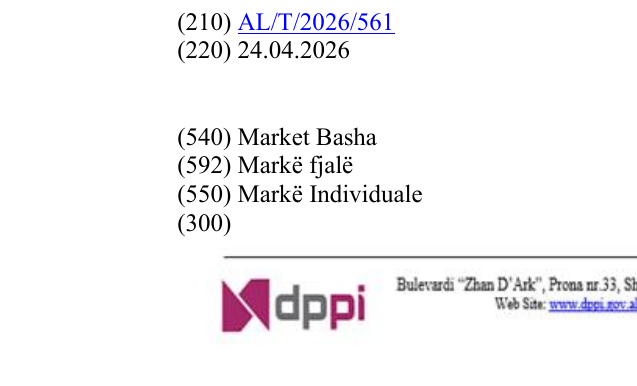 Zëri i markës Market Basha në buletin