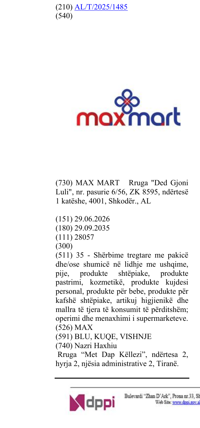 Zëri i markës MAX në buletin