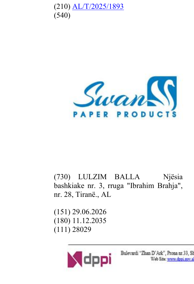 Zëri i markës paper ; products. në buletin
