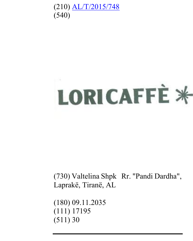Zëri i markës LoriCaffè në buletin