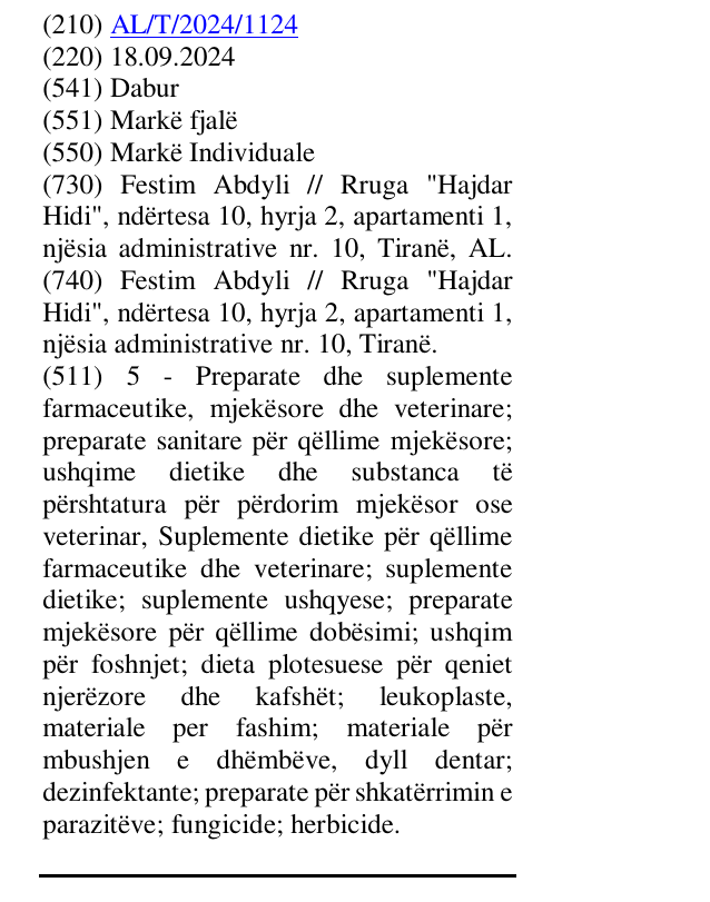 Zëri i markës Dabur në buletin