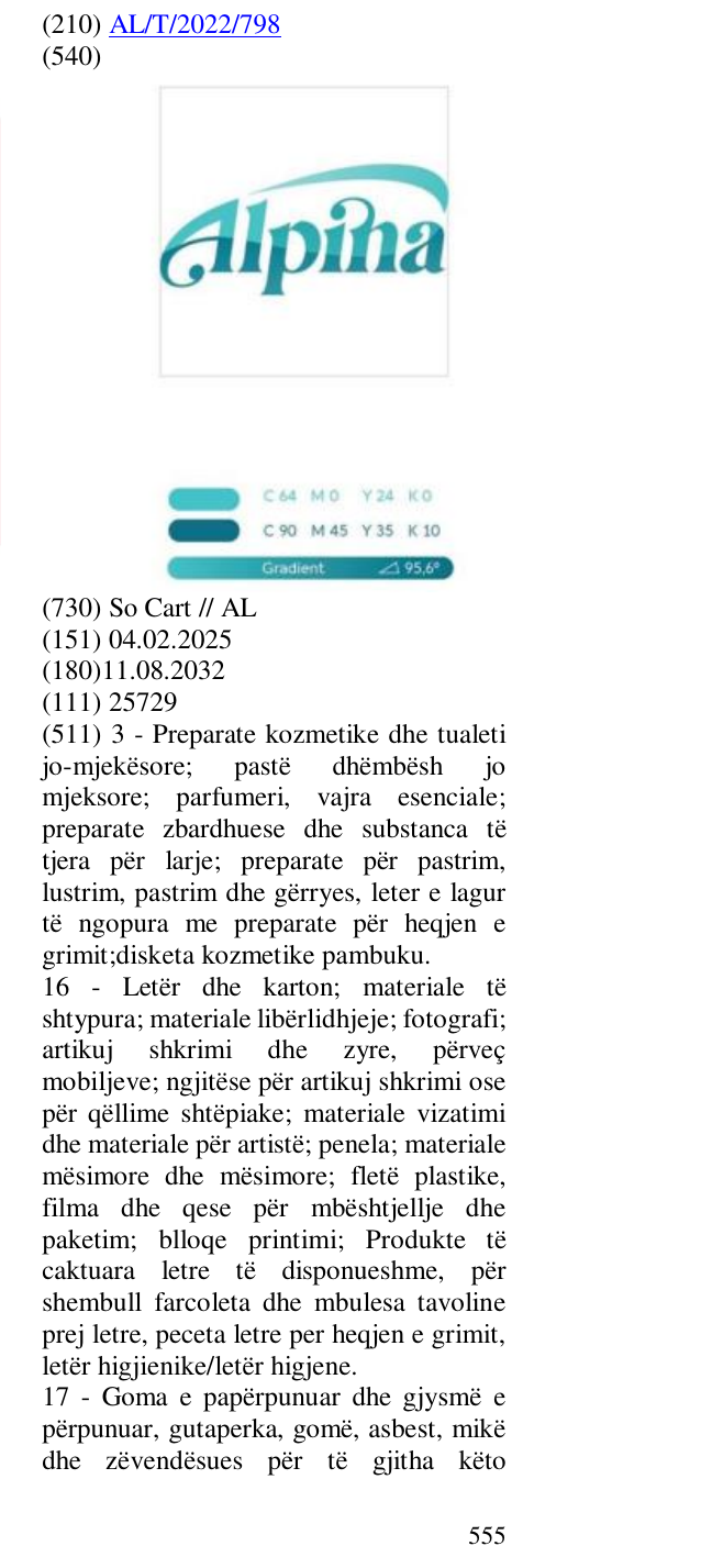 Zëri i markës ®; C64%; M0%; Y24%; K0%; C90%; M45%; Y35%; K10% në buletin