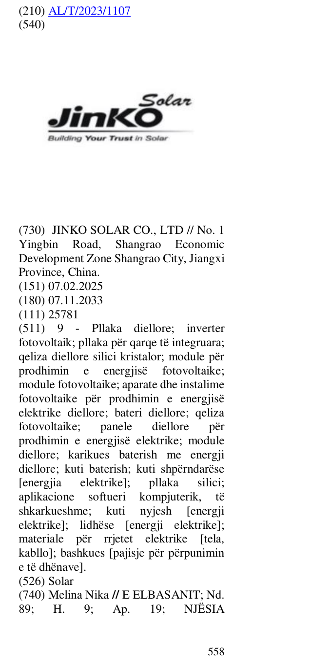 Zëri i markës Solar në buletin