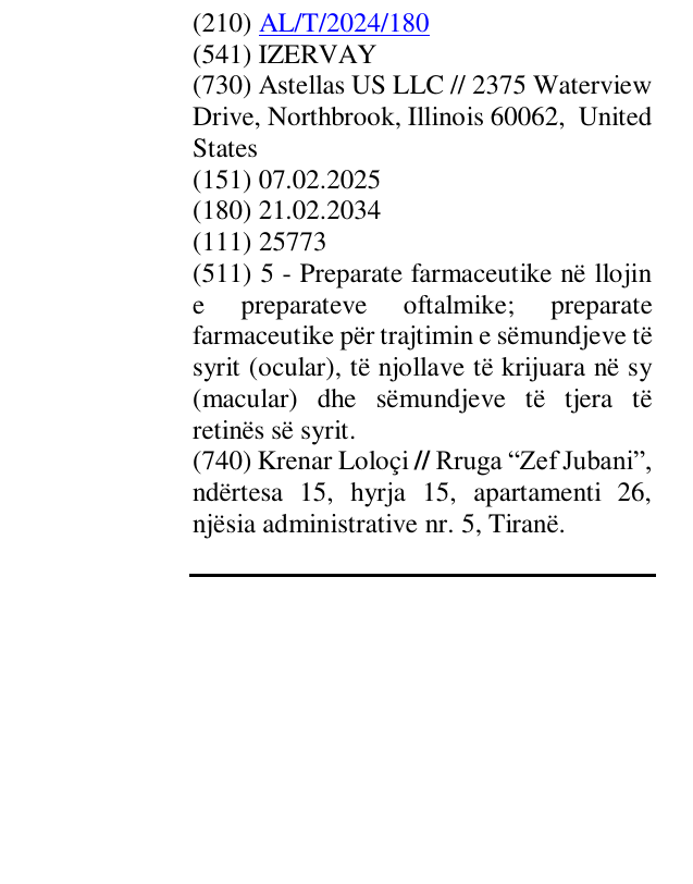 Zëri i markës IZERVAY në buletin