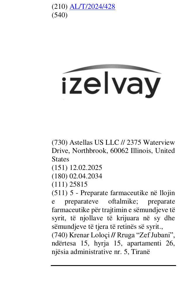 Zëri i markës IZELVAY në buletin