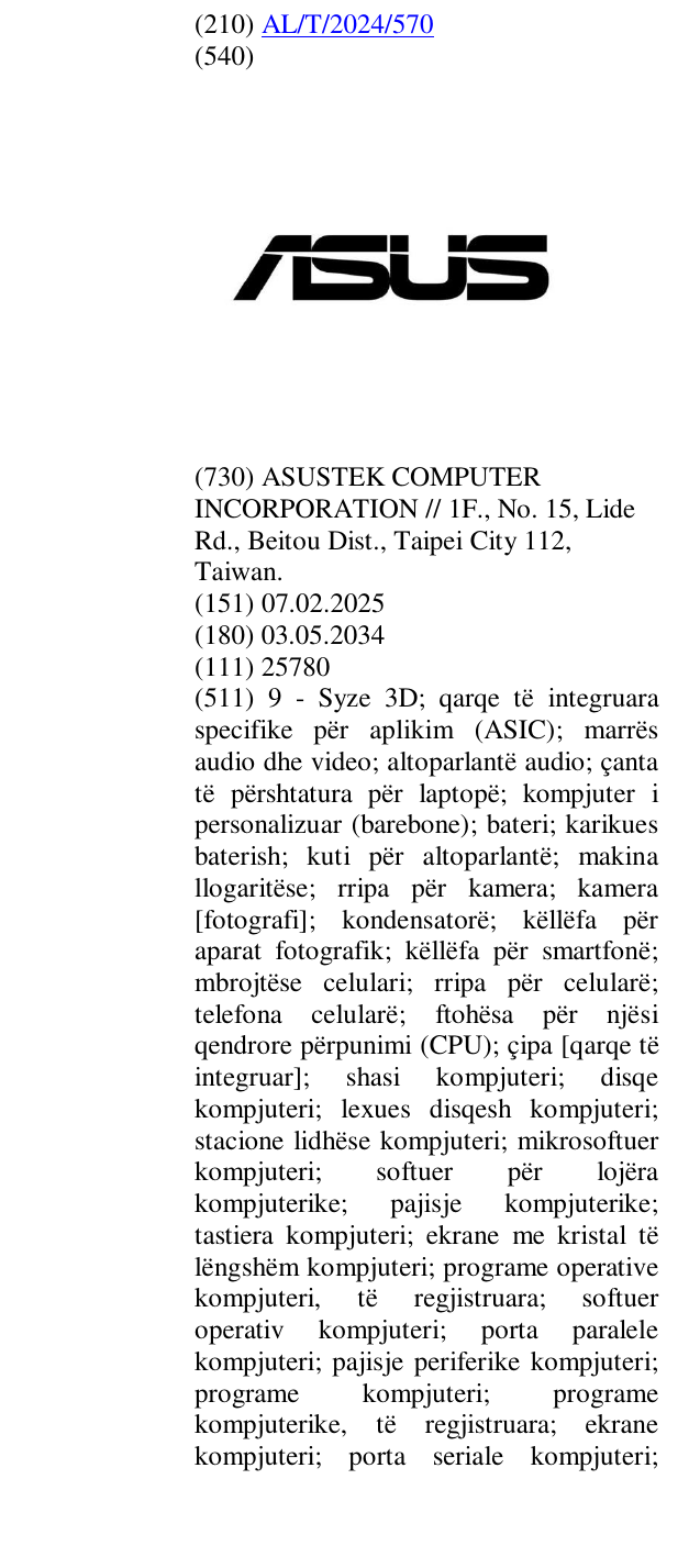 Zëri i markës ASUS në buletin