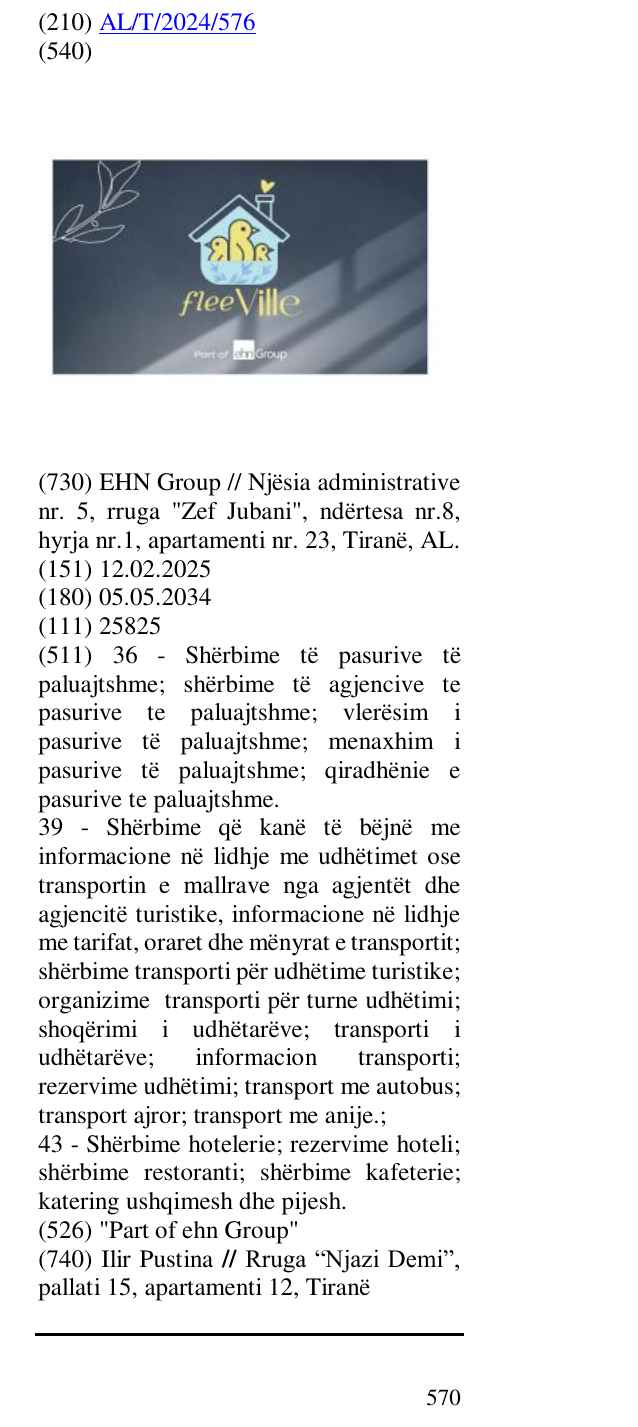 Zëri i markës "Part of ehn Group" në buletin