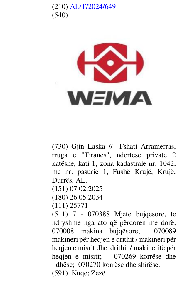 Zëri i markës WEMA në buletin