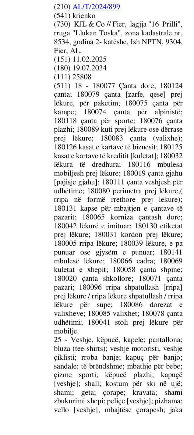 Zëri i markës krienko në buletin