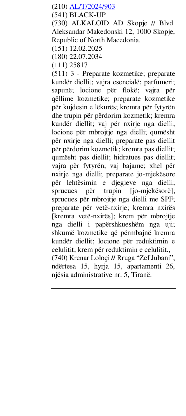 Zëri i markës BLACK-UP në buletin