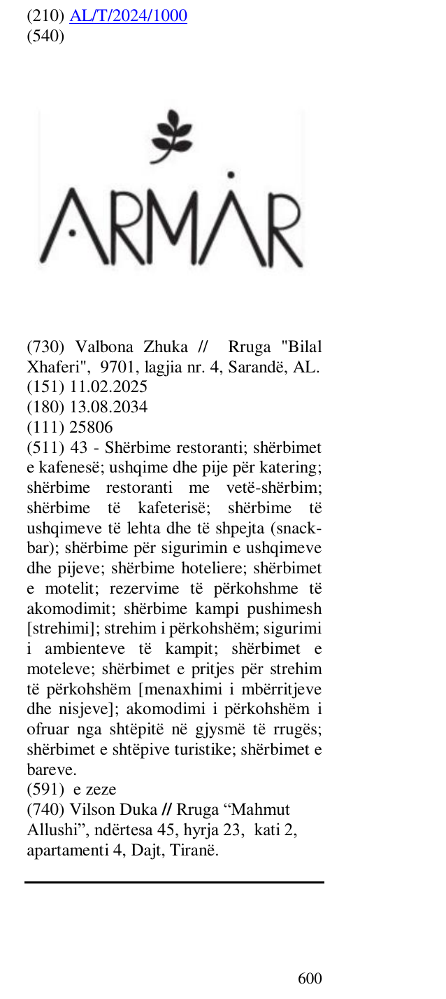 Zëri i markës ARMAR në buletin