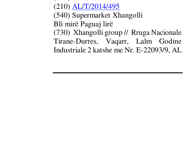 Zëri i markës Supermarket Xhangolli Bli mirë Paguaj lirë në buletin