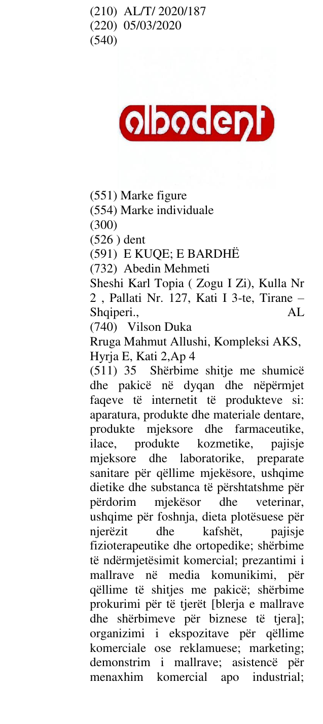 Zëri i markës dent në buletin