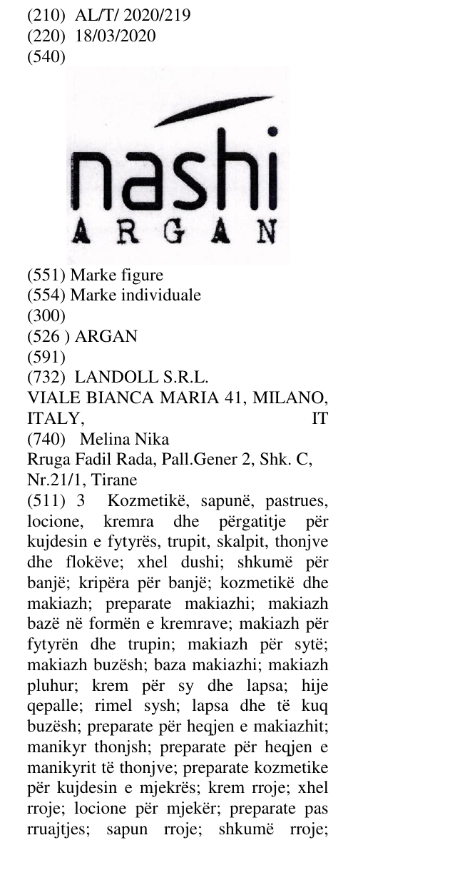 Zëri i markës ARGAN në buletin