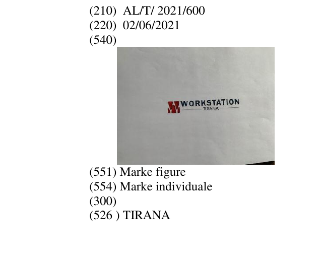 Zëri i markës TIRANA në buletin