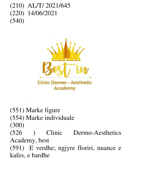 Zëri i markës Clinic Dermo -Aesthetics Academy, best në buletin