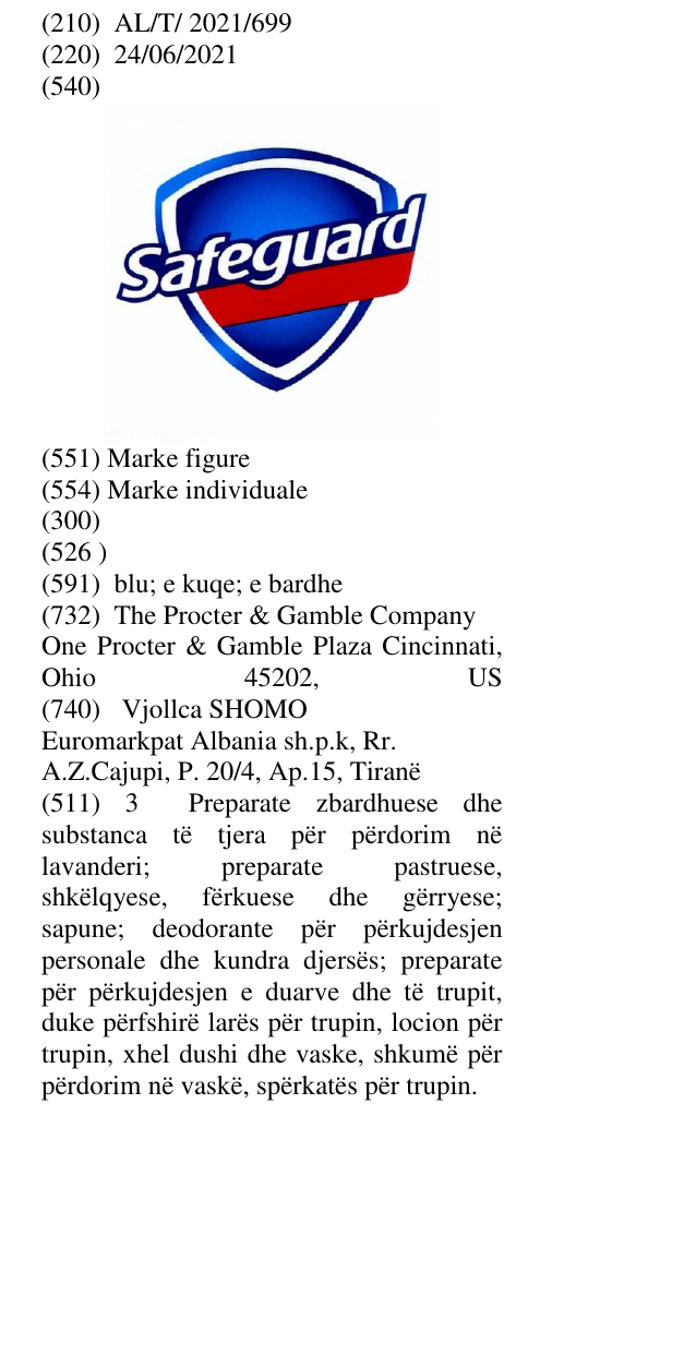 Zëri i markës Safeguard në buletin