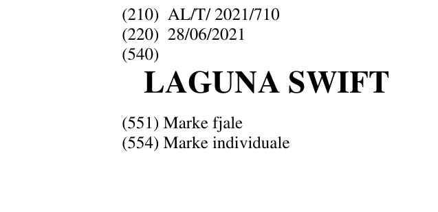 Zëri i markës LAGUNA SWIFT në buletin