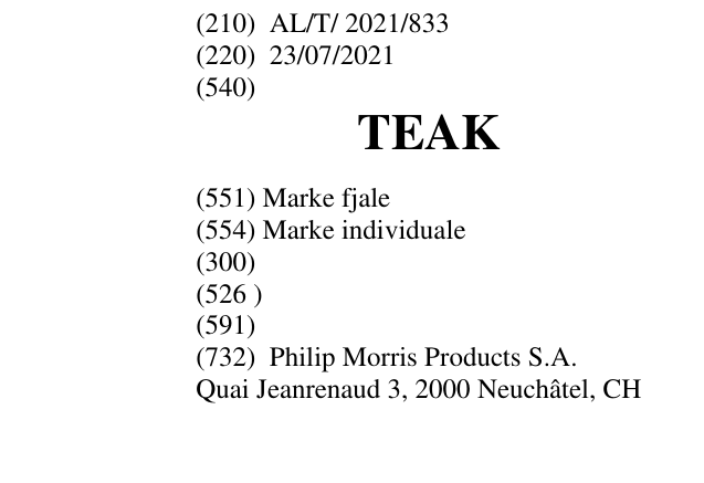 Zëri i markës TEAK në buletin