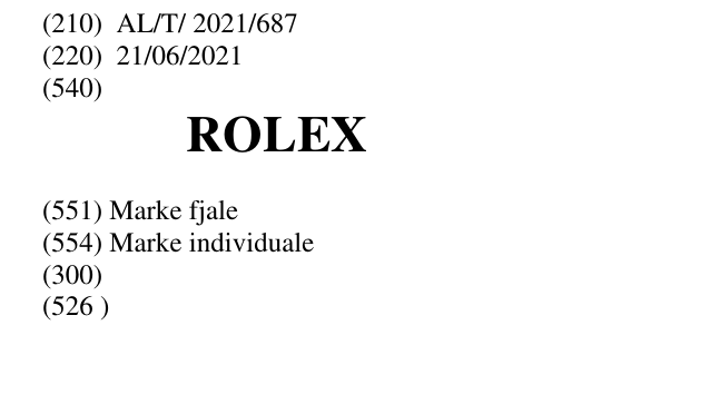Zëri i markës ROLEX në buletin