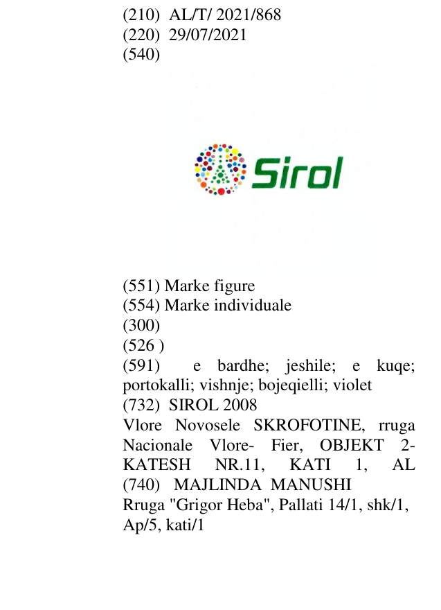 Zëri i markës SIROL në buletin
