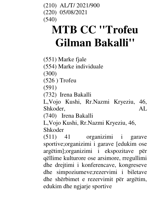 Zëri i markës MTB CC ''Trofeu Gilman Bakalli'' në buletin