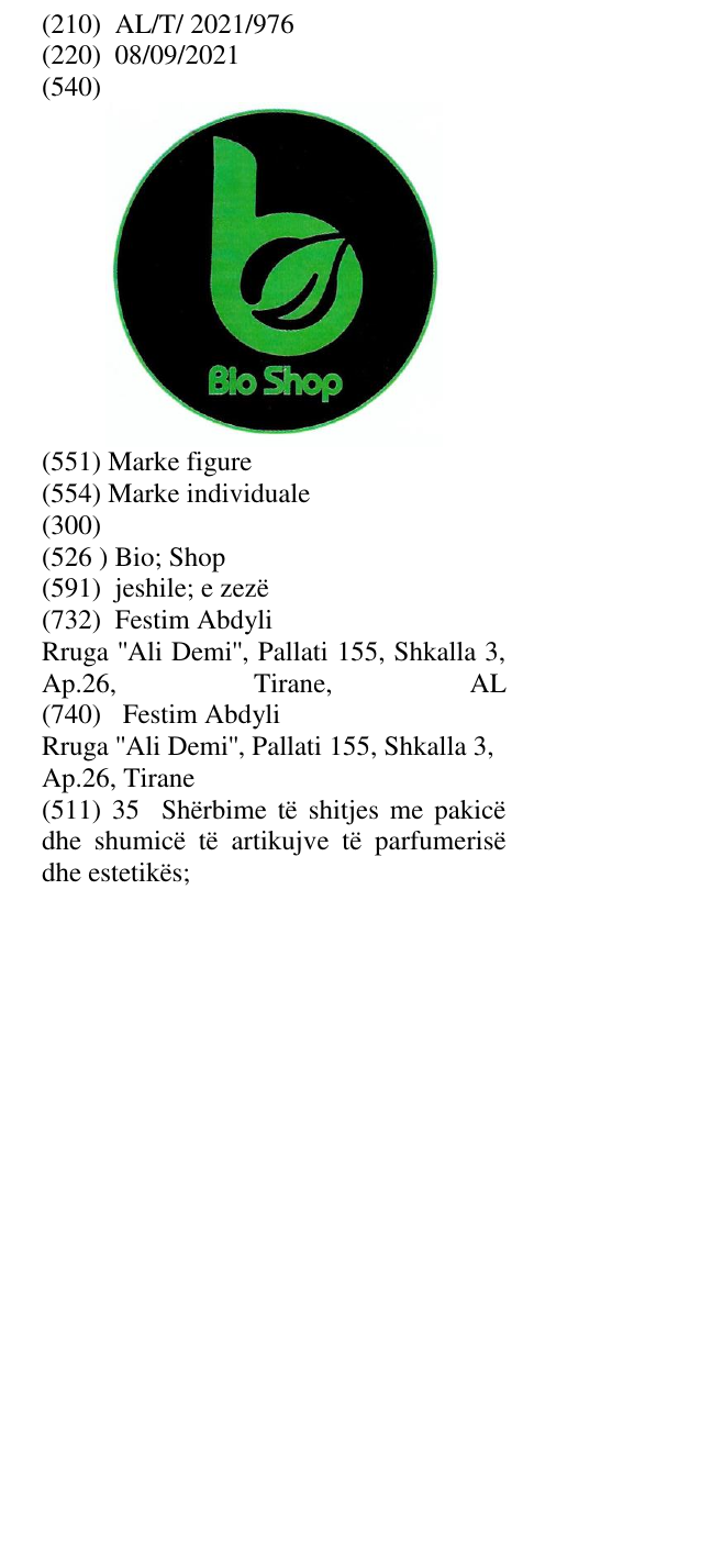 Zëri i markës Bio; Shop në buletin