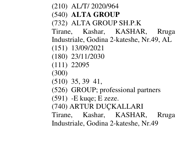 Zëri i markës ALTA GROUP në buletin