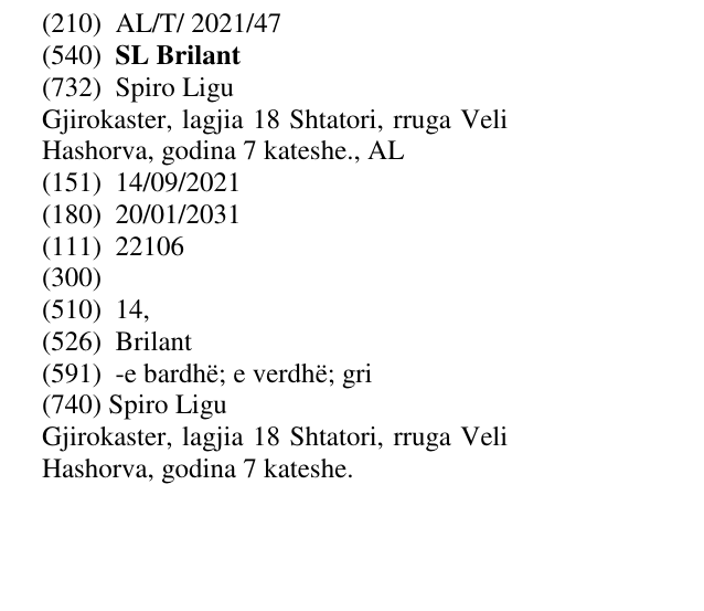 Zëri i markës SL Brilant në buletin