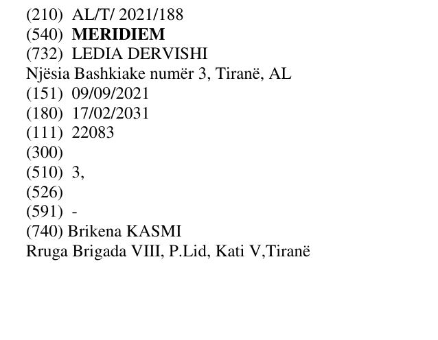 Zëri i markës MERIDIEM në buletin