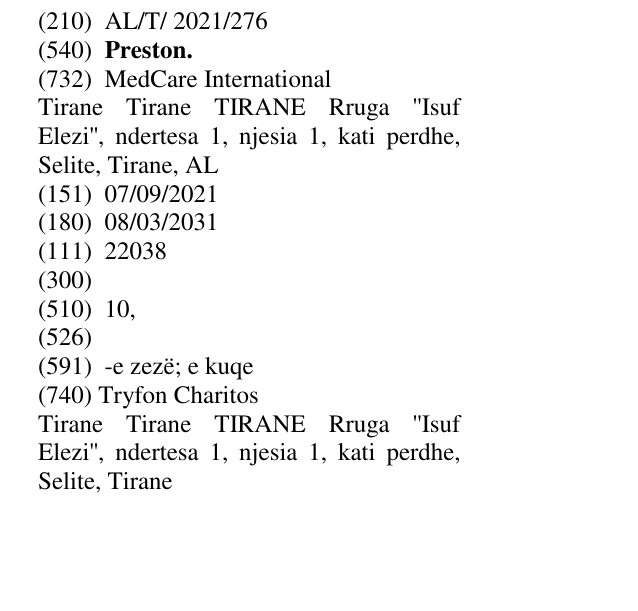 Zëri i markës Preston. në buletin