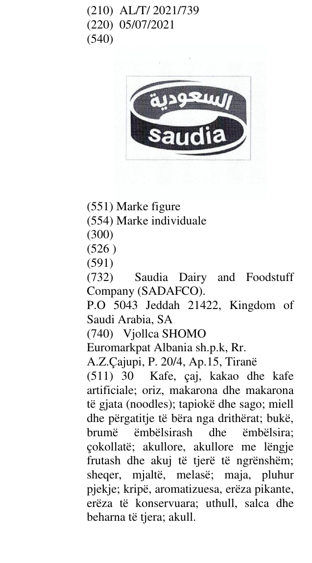Zëri i markës saudia në buletin