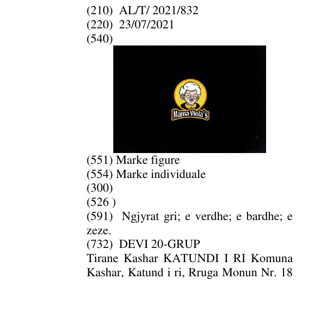 Zëri i markës Mama Viola's në buletin