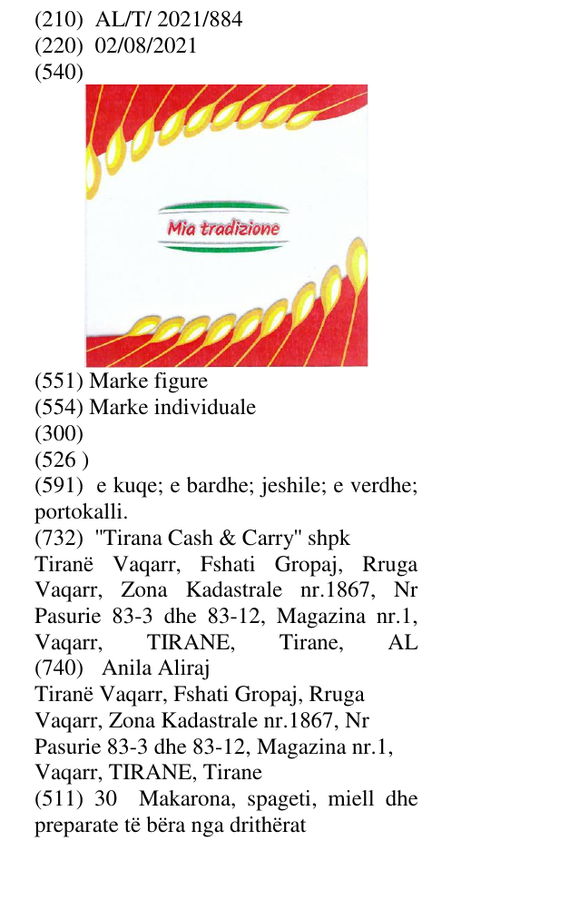 Zëri i markës Mia tradizione në buletin