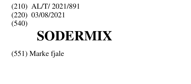 Zëri i markës SODERMIX në buletin