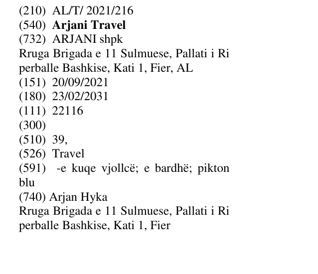 Zëri i markës Arjani Travel në buletin