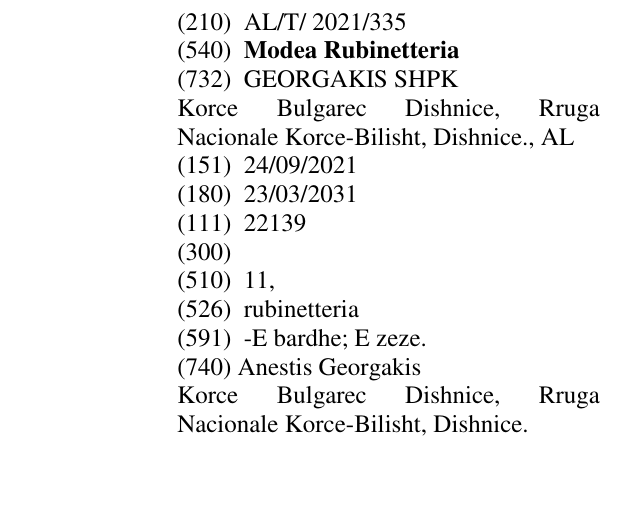 Zëri i markës Modea Rubinetteria në buletin