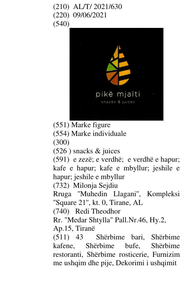 Zëri i markës snacks & juices në buletin