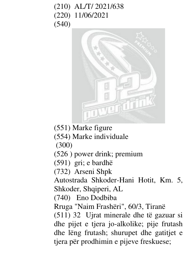 Zëri i markës power drink; premium në buletin
